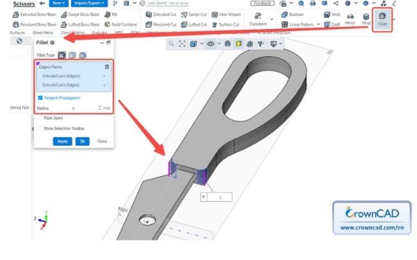Bước 11: Làm mịn các cạnh tay cầm 