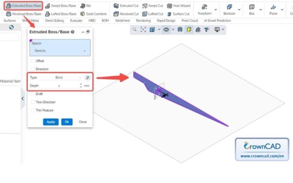 Bước 3: Tạo khối cơ bản cho lưỡi kéo 