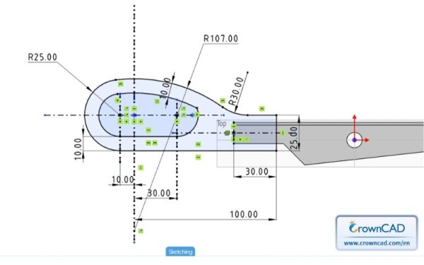Bước 6: Tạo phác thảo cho phần tay cầm 