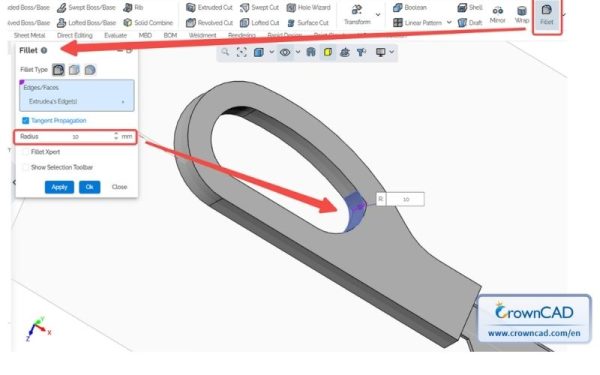 Bước 8: Bo tròn các góc chuyển tiếp 