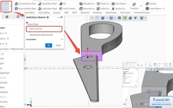 Bước 9: Tạo biên dạng cắt tỉa tay cầm 