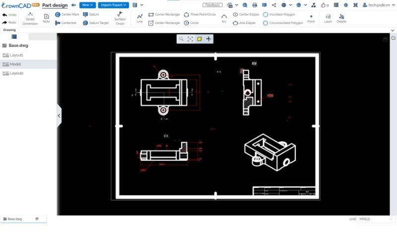 Sử dụng các hình chiếu của file DWG để dựng hình trong CrownCAD