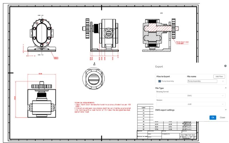 Sử dụng chức năng Export để xuất file sang DWG
