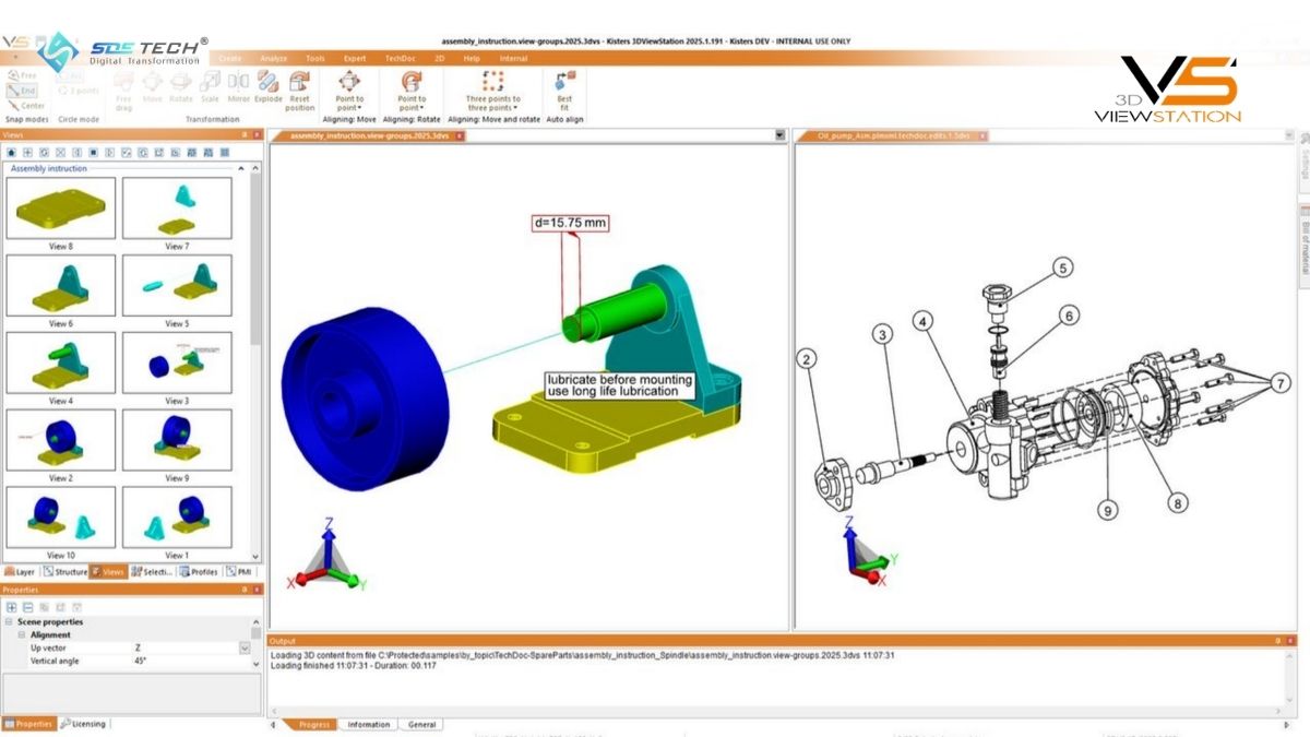Tạo và cập nhật hướng dẫn lắp ráp 3D Kisters 3DViewstation cho nhà máy