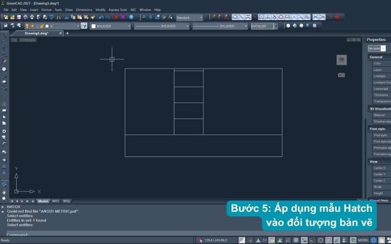 Bước 5: Áp dụng mẫu Hatch vào đối tượng bản vẽ