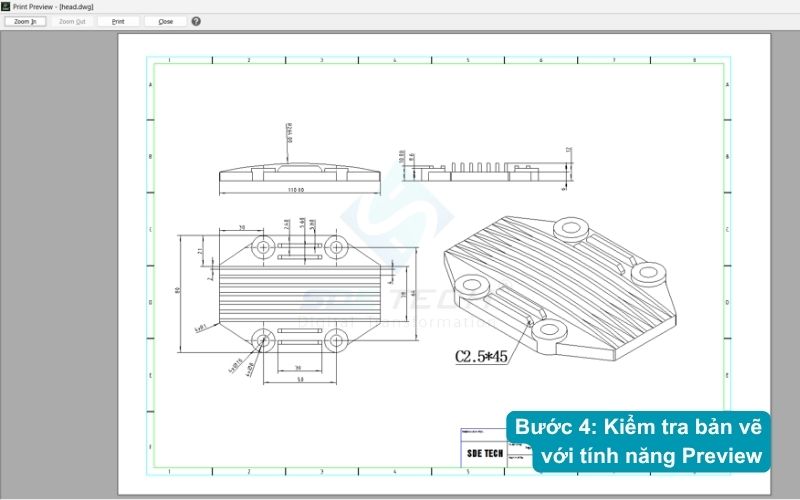 Bước 4: Kiểm tra bản vẽ với tính năng Preview