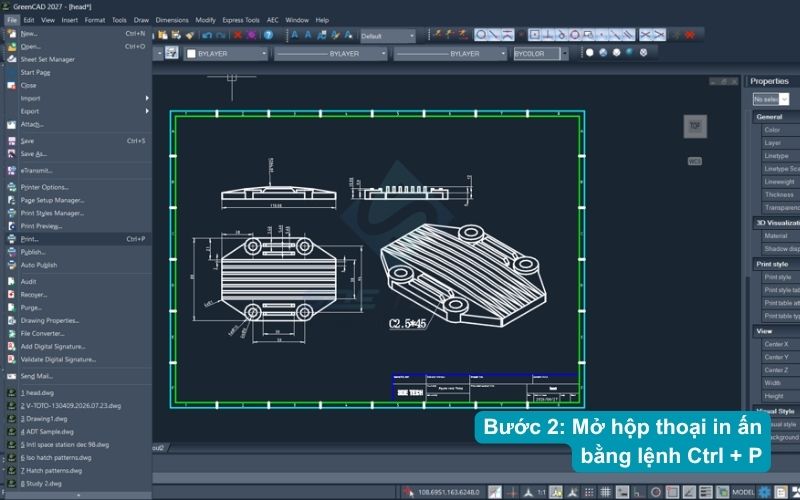 Bước 2: Mở hộp thoại in ấn bằng lệnh Ctrl + P