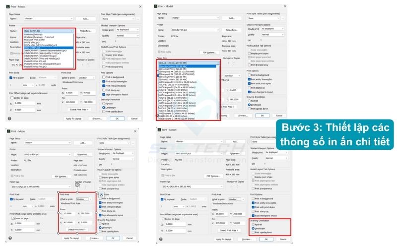Bước 3: Thiết lập các thông số in ấn chi tiết