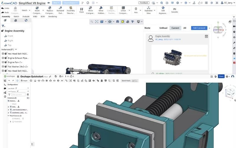 So sánh chi tiết CrownCAD với Onshape theo từng tiêu chí